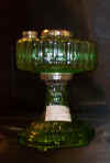 1935 Corinthian Green Beta Crystal - B-102. Concave Fluted Bowl - 2 piece lamp - TS00x28